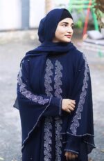 Blue Abaya Beads & Stone Work Burqa For Women Elegant Modest Wear Islamic Naqab Farasha - Image 3
