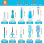 Luxury Manicure Grooming Kit for New Born Baby | 10 in 1 Healthcare Accessories Set to Keep Infants & Toddlers Clean | Perfect Nursery Gift with Hair, Nail, Ear Grooming Tools for Kids (Blue) - Image 3