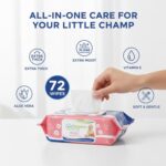 Baby Wipes 72 Wipes x 5 Packs (360 Wipes) | Alcohol-Free Wet Wipes with Aloe Vera & Vitamin E | Extra Thick, Soft & Moist Baby Wipes for Newborns, Infants & Sensitive Skin - Image 5