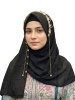 M H Women’s Ready-to-Wear Arabian Crown Hijab - Georgette with Pearl & Stone - Image 3