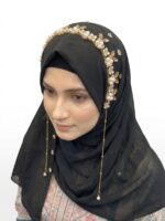 M H Women’s Ready-to-Wear Arabian Crown Hijab - Georgette with Pearl & Stone - Image 5