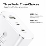 65W Trio Charger Adapter,3 Port USB Type C to A Fast Wall Charging Compatible with Nothing CMF Phone 1/Nothing Phone 2/2a/2a Plus/3a/3a Plus/Tablet & More, White | BIS Certified - Image 4