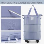 Wheel Bags for Travel Luggage Carry on Duffel Bag, Expandable Foldable Luggage Bag, Dry and Wet Separation Rolling Bag, Travel Totes for Women & Men (1Pcs)(Purple)-HE - Image 5