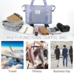 Wheel Bags for Travel Luggage Carry on Duffel Bag, Expandable Foldable Luggage Bag, Dry and Wet Separation Rolling Bag, Travel Totes for Women & Men (1Pcs)(Purple)-HE - Image 7