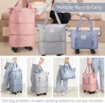 Wheel Bags for Travel Luggage Carry on Duffel Bag, Expandable Foldable Luggage Bag, Dry and Wet Separation Rolling Bag, Travel Totes for Women & Men (1Pcs)(Purple)-HE - Image 8