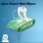 Mini Portable Wet Wipes for Travel, Baby, Face & Hand Cleaning | 64 Wipes (8×8 Packs) | Soft Refreshing Wipes for Kids & Adults | Pocket Size Wet Tissue for Outdoor, Office, Car, School - Image 4