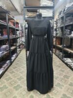 Women's Georgette Abaya Crepe Lining for No Transparency Full Sleeve Frill Pattern Modest Islamic Wear Black - Image 5