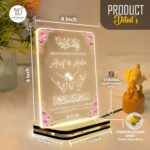 Personalized Islamic Couple LED Lamp | Custom Name Acrylic Night Light | Quran Verse with Beautiful Couple line Hand Design | Muslim Wedding Gift Home Decor with Golden Base | Size 6x8 Inch - Image 3