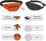 Waist Bag for Man Woman - Anti Theft, Waterproof Zippers and Back Pocket - Large Travel Waist Pouch, Fanny Pack, Belt & Hip Bag for Men, Women for Hiking, Passport, Gym (Black) (Black) - Image 5