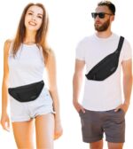 Waist Bag for Man Woman - Anti Theft, Waterproof Zippers and Back Pocket - Large Travel Waist Pouch, Fanny Pack, Belt & Hip Bag for Men, Women for Hiking, Passport, Gym (Black) (Black) - Image 6