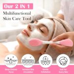 2 in 1 Silicone Face Mask Brush Pack of 2 Double Ended Facial Cleansing Scrubber and Mask Applicator Spatula for Cream Mud Mask Lip Care Skincare Tool Multicolor - Image 3