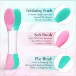 2 in 1 Silicone Face Mask Brush Pack of 2 Double Ended Facial Cleansing Scrubber and Mask Applicator Spatula for Cream Mud Mask Lip Care Skincare Tool Multicolor - Image 5