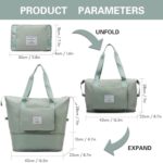 Nylon 41 Liter Expandable Travel Bag for Women, Stylish Duffle Bag for Travelling, Waterproof Luggage Hand Bag (Light Green) - Image 3