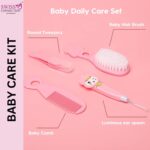 Baby Grooming Care Kit Healthcare,Baby Nail Clipper Scissors Hair Comb Brush Nose Cleaner & Soft Baby Towel Safety for Toddler Infant Nursing Grooming Pink Color(Pack of 11) - Image 10
