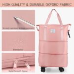 Livello Wheel Bags for Travel Luggage Carry on Duffel Bag, Expandable Foldable Luggage Bag, Dry and Wet Separation Rolling Bag, Travel Totes for Women & Men (1Pcs)(Peach) - Image 6