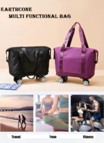 Livello Wheel Bags for Travel Luggage Carry on Duffel Bag, Expandable Foldable Luggage Bag, Dry and Wet Separation Rolling Bag, Travel Totes for Women & Men (1Pcs)(Peach) - Image 7