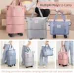 Livello Wheel Bags for Travel Luggage Carry on Duffel Bag, Expandable Foldable Luggage Bag, Dry and Wet Separation Rolling Bag, Travel Totes for Women & Men (1Pcs)(Peach) - Image 8