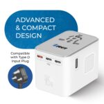 OREI 45Watt Universal Charger Adapter | 3X USBC-2XUSB A | 6-in-1 International Travel Adapter|Universal Travel Adapter Compatible W/Type C, A, G, I - Image 5