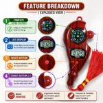 Digital Tally Counter with Compass | Electronic Finger Counter | Digital Tasbeeh Misbaha Counter for Prayer | LCD Display Hand Click Counter | Red Wood Grain Finish | Rosary Jap Mala Mantra Counter - Image 5