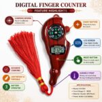 Digital Tally Counter with Compass | Electronic Finger Counter | Digital Tasbeeh Misbaha Counter for Prayer | LCD Display Hand Click Counter | Red Wood Grain Finish | Rosary Jap Mala Mantra Counter - Image 6