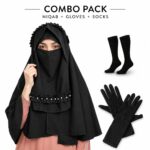 Women’s Modest Wear Combo Set – Stylish Niqab with Hand Gloves & Knee-Length Socks | Soft Breathable Fabric | Full Coverage Islamic Wear | Black | Free Size - Image 3