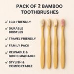 Oblivion Bamboo Toothbrush – Natural Biodegradable Wooden Toothbrush with Medium Bristles for Daily Oral Care – Zero Waste and Plastic Free Dental Hygiene Brush for Adults and Family Use (Pack of 2) - Image 4