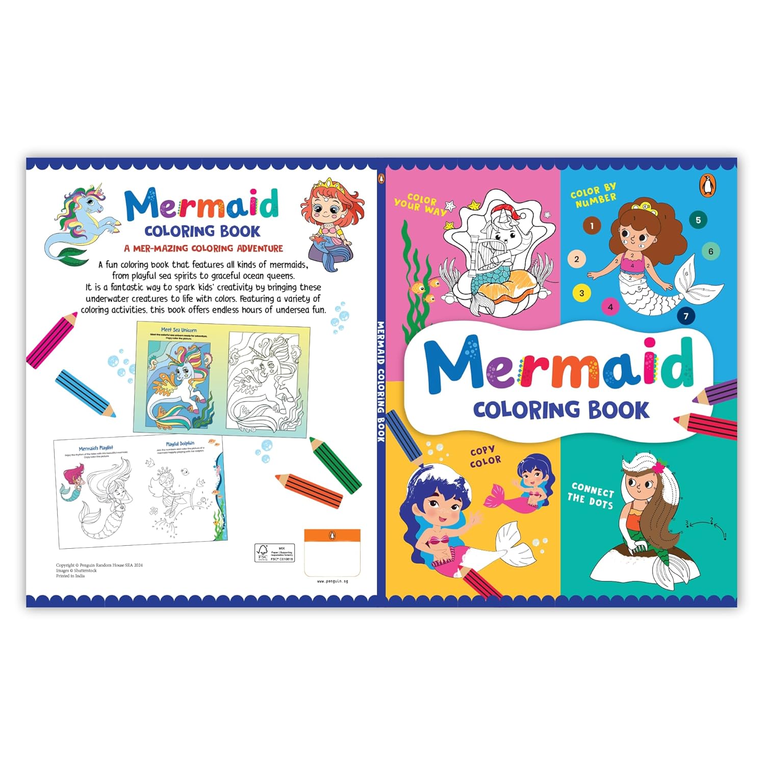 Mermaid Coloring Book: Fun Underwater Coloring Activity Book for Kids I Includes Dot-to-Dot, Number Coloring, and Copy-Color Activities | Perfect for Preschool & Kindergarten Mermaid Lovers I Ages 3+ [Select Learning] - Image 4