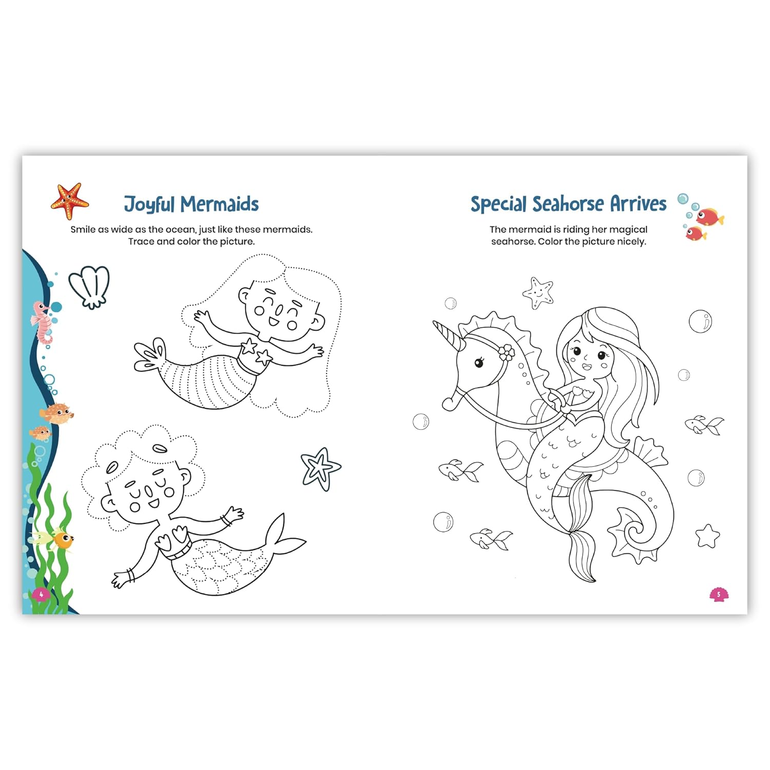 Mermaid Coloring Book: Fun Underwater Coloring Activity Book for Kids I Includes Dot-to-Dot, Number Coloring, and Copy-Color Activities | Perfect for Preschool & Kindergarten Mermaid Lovers I Ages 3+ [Select Learning] - Image 6