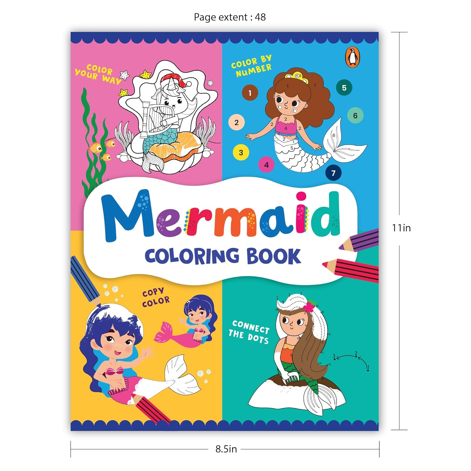 Mermaid Coloring Book: Fun Underwater Coloring Activity Book for Kids I Includes Dot-to-Dot, Number Coloring, and Copy-Color Activities | Perfect for Preschool & Kindergarten Mermaid Lovers I Ages 3+ [Select Learning] - Image 8