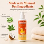 0+ months Simply Desi Head-to-Toe Baby Wash, Plant Based, Tear Free, Fragnance free, pH Balanced, with Aloe Vera, Neem, Almond Gum, 480ml (Unscented) - Image 3