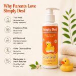 0+ months Simply Desi Head-to-Toe Baby Wash, Plant Based, Tear Free, Fragnance free, pH Balanced, with Aloe Vera, Neem, Almond Gum, 480ml (Unscented) - Image 4