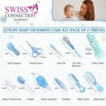 Baby Grooming Care Kit - 11 Piece, Healthcare, Baby Nail Clipper Scissors Hair Comb Brush Nose Cleaner Soft Baby Towel Safety for Toddler Infant Nursing Grooming (Blue) - Image 3