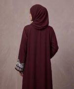 Zareen Maroon Grace Abaya for Women | Premium Firdous Fabric | Designer Embroidered Sleeves | Modest Islamic Wear | Elegant Daily & Occasion Wear Abaya - Image 4