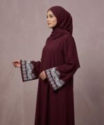 Zareen Maroon Grace Abaya for Women | Premium Firdous Fabric | Designer Embroidered Sleeves | Modest Islamic Wear | Elegant Daily & Occasion Wear Abaya - Image 5