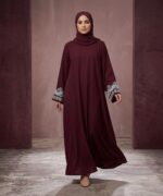 Zareen Maroon Grace Abaya for Women | Premium Firdous Fabric | Designer Embroidered Sleeves | Modest Islamic Wear | Elegant Daily & Occasion Wear Abaya - Image 7