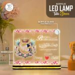 Islamic Couple Acrylic LED Lamp | Personalized Night Light Custom Name Muslim Wedding Gift | Couple Hand Print Decor | Home Decor for Bedroom Kitchen Living Room | Size (8x6) inches - Image 3