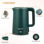 amazon basics 1.5 Liter Cool Touch Electric Kettle| 1350 Watt|Stainless Steel Body|Auto Cut-Off|Triple Safety Protection(Green) - Image 4