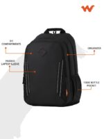 Wildcraft Dark Edition 45 L Premium Laptop Backpack for Men & Women | Fits 15.6 inch Laptop | Padded Shoulder Straps, Multi Compartments, Anti-Theft Zippers | Business Travel Bag | Dark Black - Image 7