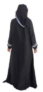 Abaya Colour Patti Pattern For Women Elegant Modest Wear Burqa Islamic Naqab dubai Abaya Fashion (Grey & White Patti, Free) - Image 5