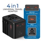 Orei 25Watt Universal Charger Adapter | 2X USBC 1XUSB A - 4-in-1 International Travel Adapter | Universal Travel Adapter Compatible 150+ Countries | Type C, A, G, I Compatible, Black - Image 3