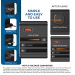 Orei 25Watt Universal Charger Adapter | 2X USBC 1XUSB A - 4-in-1 International Travel Adapter | Universal Travel Adapter Compatible 150+ Countries | Type C, A, G, I Compatible, Black - Image 8
