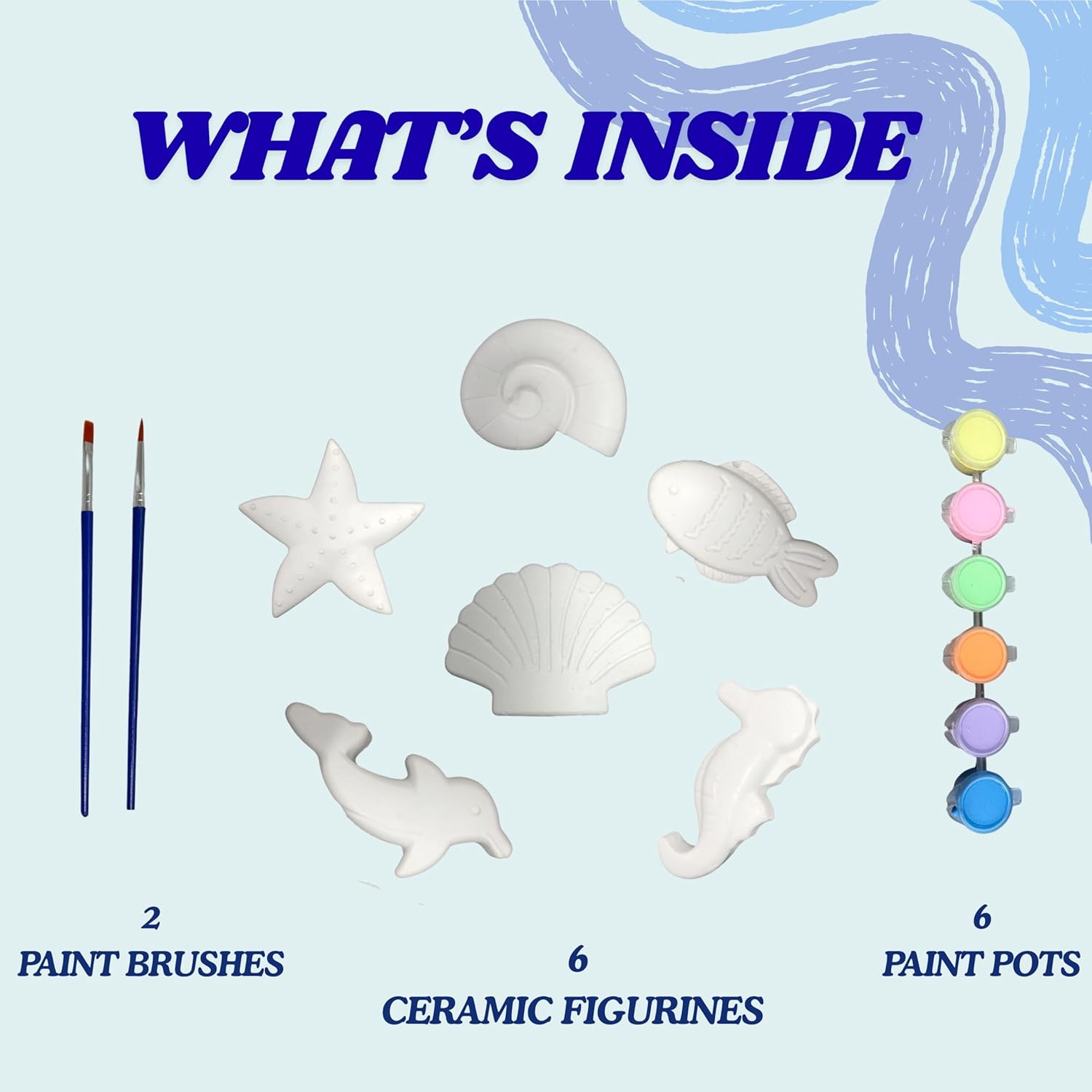 Artiggle PaintyPOPs DIY Mould Ceramic Painting Kit for Kids | Paint Your Own Ceramic Figurines | Art & Craft Activity Kit | Gifts & Return Gifts for 5+ Years (Ocean Buddies Edition) - Image 3