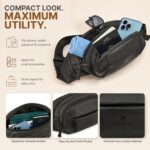 Unisex Waist Bag for Men & Women, Water-Resistant Faux Leather Fanny Pack with Adjustable Strap, Multi-Compartment Belt Bag for Travel, Running, Cycling & Daily Use, Black - Image 5