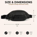 Unisex Waist Bag for Men & Women, Water-Resistant Faux Leather Fanny Pack with Adjustable Strap, Multi-Compartment Belt Bag for Travel, Running, Cycling & Daily Use, Black - Image 7