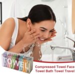 Compressed towel beauty facial mask portable reusable wet and dry disposable use for family and travel or pet cleaning towel camping wipes with gift for friends (Pack of 14) - Image 9