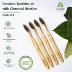 Rusabl Organic Bamboo Toothbrush with Charcoal Soft Bristles, Pack of 4 | Anti-Bacterial, Sustainable, BPA Free, Eco Friendly, Biodegradable Handle - Image 3