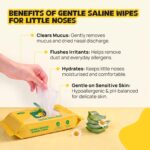Baby Saline Nasal Wipes Pack of 3 (90 wipes) | Unscented Runny Nose & Mucus Removal Wipes with Natural Saline (0.9%), Aloe Vera, Chamomile & Vitamin E | Hypoallergenic, (Ages 6M+) - Image 3