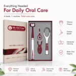 MyOrl Care Dental Care Kit | Combo Pack of Ultra Soft Bristle Toothbrush, Dental Floss, Stainless Steel Tongue Cleaner & Interdental Toothpick | Daily Oral Care | All-in-One Pack (Maroon) - Image 9