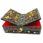 Wooden Quran Storage Box with Tasbih Mala Attached Foldable Book Reading Stand, Handmade Rehal for Quran and para - (Beads Craft Work - 13 * 4 Inch) - Image 4