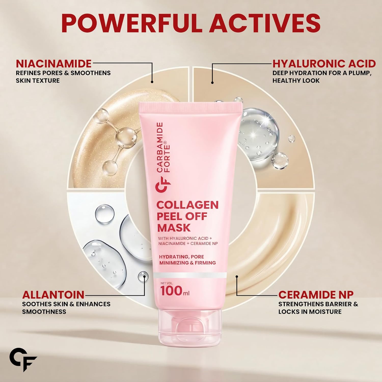 Carbamide Forte Collagen Peel Off Mask for Korean Glass Skin | Collagen mask overnight with Hyaluronic Acid, Niacinamide & Ceramide NP | Pore Minimizing, Firming & Skin Brightening Mask | For All Skin Types | 100 ml - Image 5